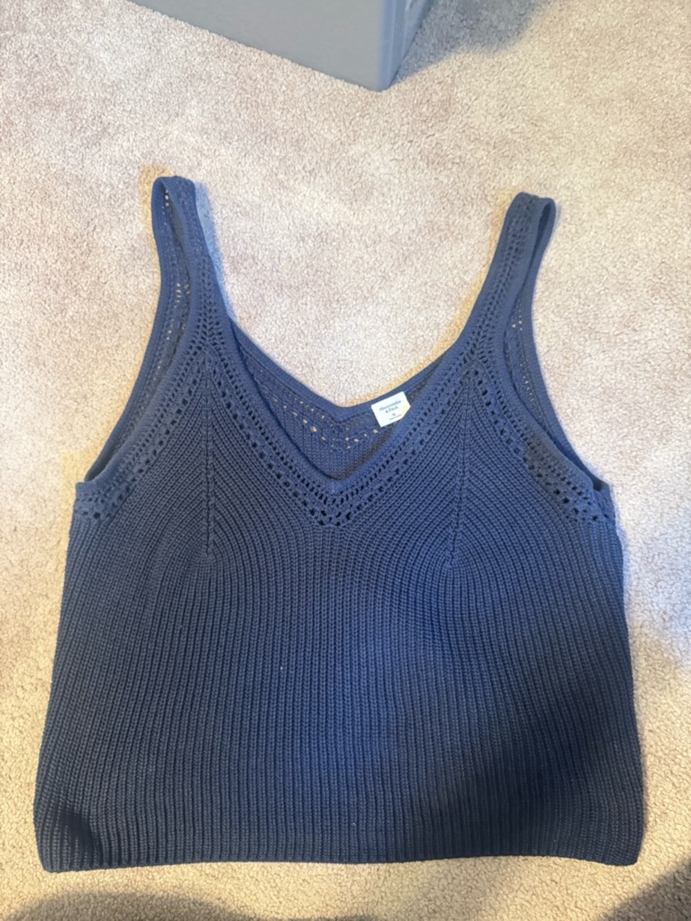Abercrombie and Fitch Knitted V-Neck Tank Top - Navy